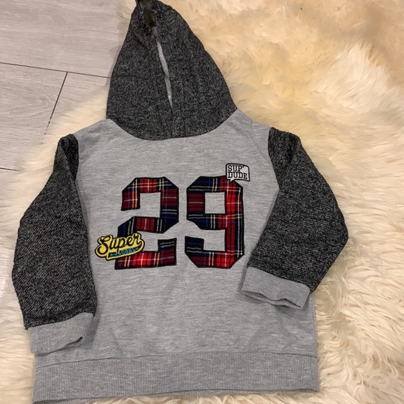 Nannette Kids Matching Set Sweatpants and Hoodie in 24M in Colour Gray/Red Plaid - Picture 6 of 10